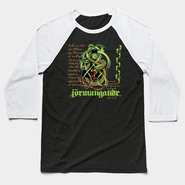 Jörmungandr Baseball T-Shirt by celtichammerclub
